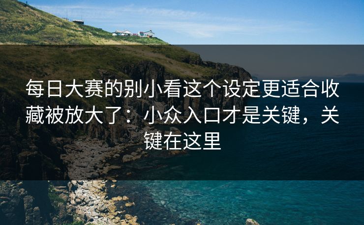 每日大赛的别小看这个设定更适合收藏被放大了：小众入口才是关键，关键在这里